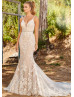Beaded Ivory Lace Tulle Wedding Dress With Champagne Lining